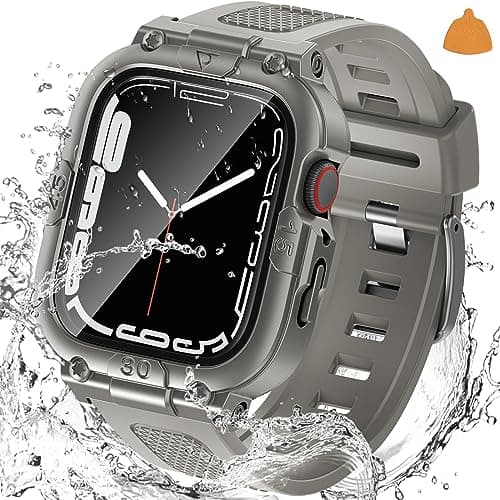 Goton 3 in 1 Waterproof Case with Band for Apple Watch with Built-in Tempered Glass Screen Protector 40mm, 360° Shockproof Bumper Face Cover with Band for Apple Watch SE 3/SE 2/SE, Series 6/5/4, 40mm - Image 1