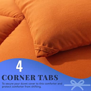 Cosybay Down Alternative Comforter (Burnt Orange, Twin) - All Season Soft Quilted Twin Size Bed Comforter - Duvet Insert with Corner Tabs - Winter Summer Warm Fluffy, 64x88 inches - Image 4