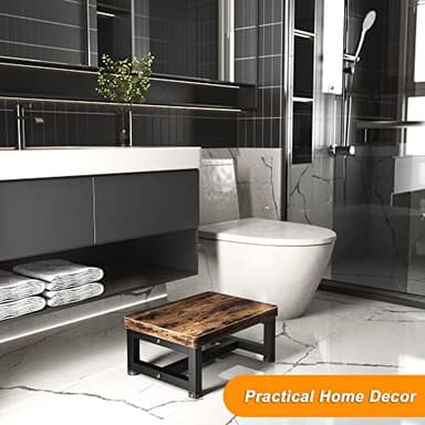 Wooden Step Stools for Adults Kids with Non-Slip Rubber Feet, Heavy Duty Stepping Stools with 500-LBS Capacity for Bedroom Kitchen Bathroom, Bed Steps for High Beds, Easy to Assemble, Rustic Brown - Image 4