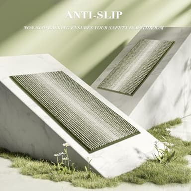 BSICPRO Bathroom Rugs and Mats Sets, 2 Piece Thick Absorbent Chenille Bath Mat Rug Set Non Slip, Soft Shaggy Bath Room Floor Mats for Bathroom, Machine Washable (Sage, 20" x 47" Plus 16" x 24") - Image 5