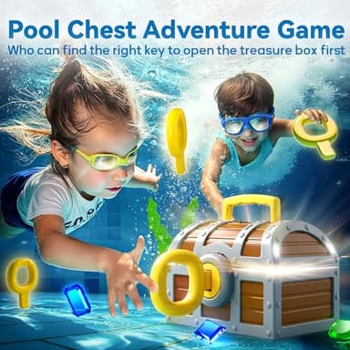 Pool Wave Kids Diving Pool Toy, Large Treasure Chest Water Dive Game W/Keys Gems Fish, Toddler Outdoor Swimming Treasure Box Playset, Fun Summer Swim Party Gifts 3 4 5 6 7 8 10 12 Year Old Boy Girl - Image 2