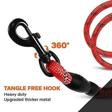 Taglory Rope Dog Leash 5 FT with Comfortable Padded Handle, Highly Reflective Threads Leash for Small Dogs, 3/8 inch, Red - Image 6