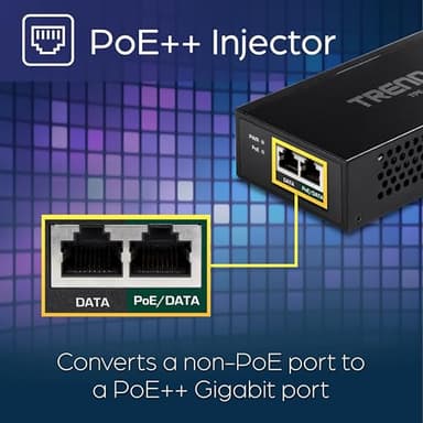 TRENDnet Gigabit PoE++ Injector, Convert A Non-PoE Port to A PoE++ Gigabit Port, PoE (15.4W), PoE+ (30W), Or PoE++ (95W), Up to 100m (328 ft), Integrated Power Supply, Black, TPE-119GI - Image 4
