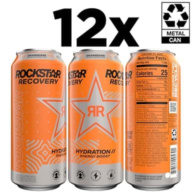 Rockstar Energy Drink with Caffeine Taurine and Electrolytes, Recovery Orange, 16 Fl Oz (Pack of 12) - Image 2