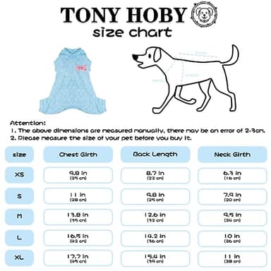 TONY HOBY Dog Pajamas, Dog Jumpsuit, 4 Legged Knitted Dogs Pajamas for Small Medium Dogs (Blue, S) - Image 2