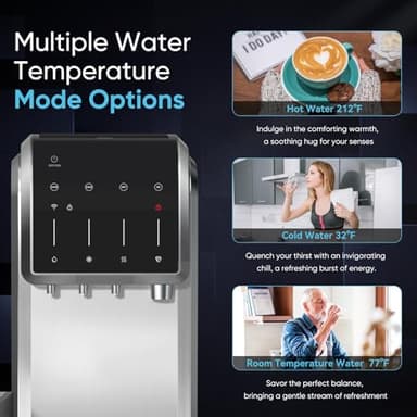 ICEPURE 5-in-1 Water Cooler with Ice Maker, Bottom Load for 5 Gallon Bottle, WIFI, Bullet and Crushed/Chewable Ice, 35lbs/24H, Hot and Cold Water, Water Dispenser Built-in Ice Machine, Stainless Steel - Image 5