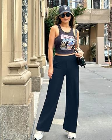 G4Free Dress Pants Women Lightweight Breathable Yoga Casual Pants Comfy Loose Sweatpants for Vacation Beach(Dark Navy,S,29") - Image 2