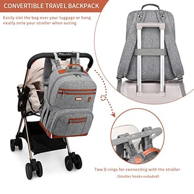 BILLITON MASHI Diaper Bag Backpack, Large Baby Nappy Bags with Portable Changing Pad for Boys and GirlsMultifunction Travel Baby Bag for Moms Dads, Shower Gifts Waterproof and Stylish，Grey - Image 3