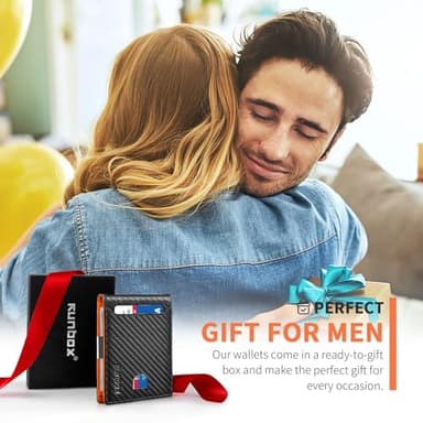 RUNBOX Slim Wallets for Men - Leather Money Clip Mens Wallet - RFID Blocking Front Pocket Bifold Wallet - Thin Credit Card Holder with Gift Box - Image 6