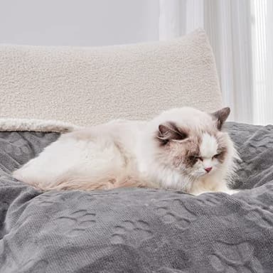 Qeils Pet Blankets for Cats - Waterproof Cat Blanket Washable - Sherpa Fleece Puppy Blanket, Soft Plush Reversible Throw Protector for Bed Couch Car Sofa, 25"X30", Grey - Image 5