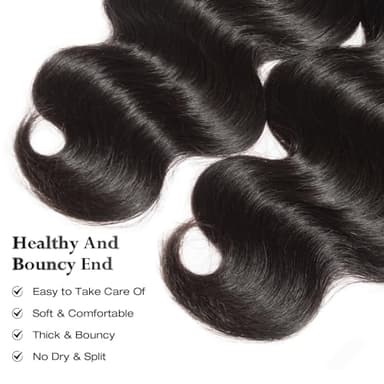 ASHINE Human Hair Bundles Body Wave Straight, Unprocessed Cambodian Raw Hair Bundles for Women Natural Black 18 20 22 Inch, Keep Soft and Silky After Multiple Washes - Image 5