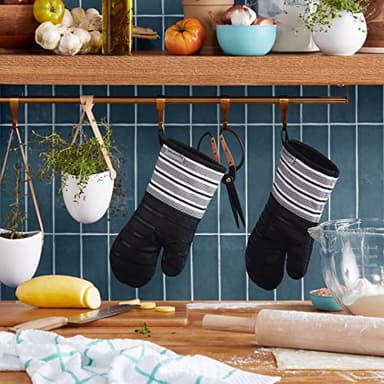 KITCHENAID Albany Oven Mitt 2-Pack Set, Matte Black, 7"x13" - Image 2