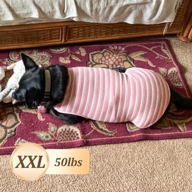 KYEESE 2Pack Waffle Dog Shirts Stretchy T-Shirts Lightweight Tank Top Sleeveless Striped Vest Breathable Pet Tee, XX-Large, Pink+Striped - Image 3