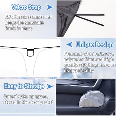 Car Windshield Sun Shade for 2025 2026 Toyota Camry| Front Window Sun Visor| 310T Reflective Polyester| UV Heat Insulation Protection| Foldable Sunshade with Storage Pouch - Image 8