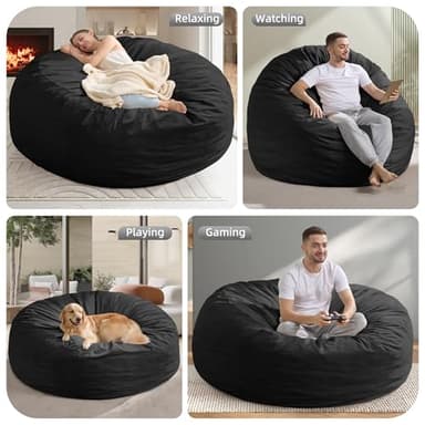 Hobestluk 5FT Bean Bag Chair Giant Bean Bag Chairs for Adults Large Bean Chairs with Removable Cover, Beanbag Chair with Filler, Adult Bean Bag Chairs for Living Room, Bedroom - Image 5