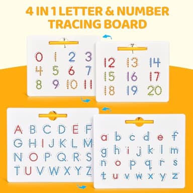GAMENOTE Double Sided Magnetic Letter & Number Board Set - Alphabet & Numbers Tracing Board for Toddlers, ABC Uppercase & Lowercase Practicing, Math Learning, Educational Toys for Kids - Image 2
