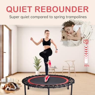 40" Foldable Rebounder Trampoline for Adults - Silent Fitness Bungee Rebounder, Home Exercise Trampoline for Low Impact Cardio, Indoor/Outdoor Portable Workout Trampoline - Image 3