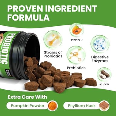 Probiotics for Dogs - Dog Probiotics with 5 Enzymes & 4 Prebiotics for Itchy Skin, Pet Probiotics lab for Digestion & Gut Support, Helps Diarrhea, Yeast Infection, Allergies & Immune System -180 Chews - Image 3