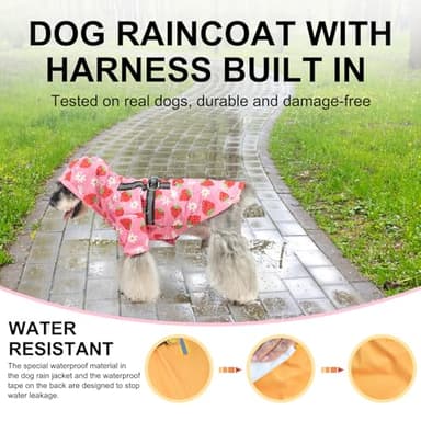 BEAUTYZOO Dog Raincoat Hooded with Harness Built-in for Small Medium Large Dogs Girls Boys, Dog Rain Jacket Slicker Poncho, Waterproof Dogs Rain Coat Clothes for Winter Rainy Snowy Days, Pink L - Image 5