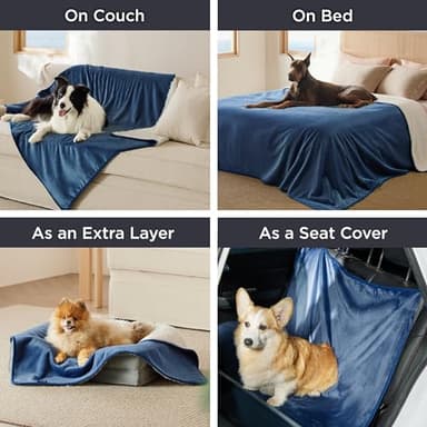 Bedsure Waterproof Blanket for Bed - Sherpa Fleece Waterproof Dog Blankets for Large Dogs, Pet Blankets for Bed/Couch/Dog Crate, Soft Plush Reversible Furniture Protector, King Size, 108"x86", Blue - Image 5