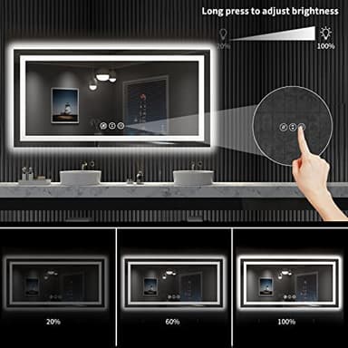 LOAAO 55X30 LED Bathroom Mirror with Lights, Anti-Fog, Dimmable, Backlit + Front Lit, Lighted Bathroom Vanity Mirror for Wall, Shatter-Proof, Memory Function, ETL Listed - Image 3