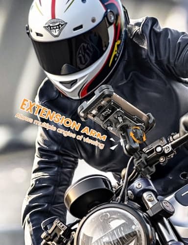 Lamicall Motorcycle Phone Mount Holder - [Metal Extension Arm] [Dual Vibration Dampener] Motorcycle Cell Phone Mount, Bike Bicycle Handlebar Phone Clamp, for iPhone 16/15/ 14 Pro Max, 4.7-6.7" Phones - Image 3