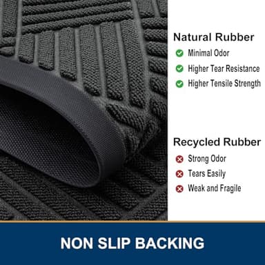 Smiry Front Door Mat Outside Entrance, Heavy Duty Outdoor Indoor Natural Rubber Doormat, Non Slip, Trap Dirt and Moisture, Easy Clean, Low Profile Patio Porch Entryway Mat, 59x23, Black - Image 5