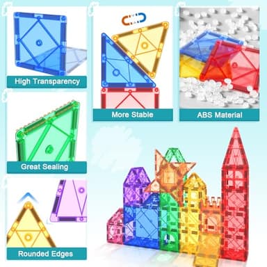 Magnetic Tiles Toddler Toys Magnetic Building Blocks for Kids Ages 3-12 STEM Educational Toys for Girls & Boys Sensory Play for Preschool Learning Birthday Chritmas Gifts Stocking Stuffers - Image 8