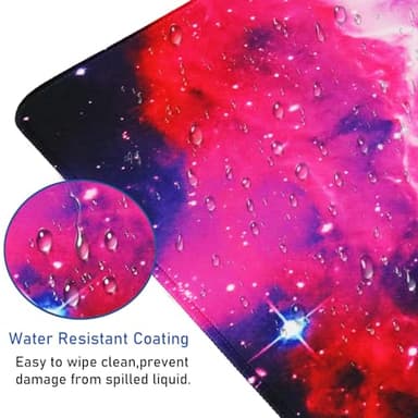 Large Extended Gaming Mouse Pad with Stitched Edges, (31.5X15.7In) Durable Non-Slip Natural Rubber Base, Waterproof Computer Keyboard Pad Mat for Esports Pros/Gamer/Desktop/Office/Home, Galactic Blue - Image 4