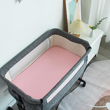 Baby Bassinet Sheets 4 Pack Compatible with 33" x 20" Mika Micky, Baby Delight, Dream On Me, AMKE and Other Rectangle Bassinet Mattress, Ultra Soft & Skin-Friendly, Pink Print - Image 7
