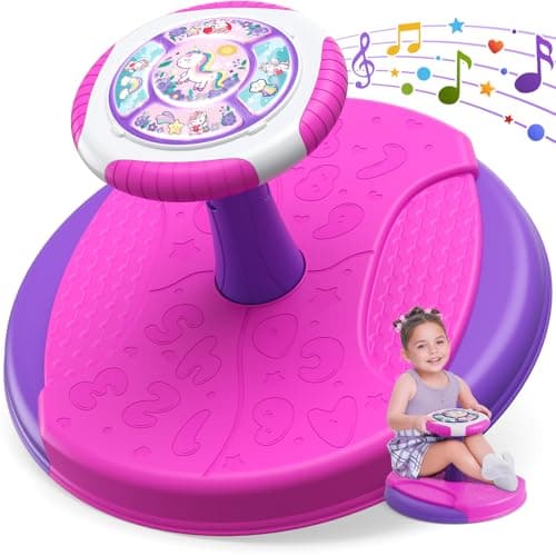 HYES Unicorn Sit and Spin Toys for Toddlers 1-3 Girls, 360° Toddler Spinning Seat with LED Lights and Music, Sensory Toys Birthday for Kids 3-5 - Image 1