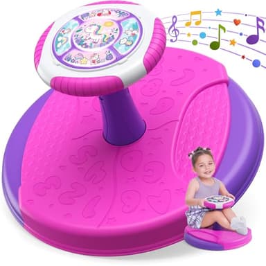 HYES Unicorn Sit and Spin Toys for Toddlers 1-3 Girls, 360° Toddler Spinning Seat with LED Lights and Music, Sensory Toys Birthday for Kids 3-5 - Image 1
