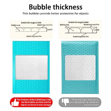 packbabol Bubble Mailers, 8.5x11 Inch Poly Padded Bubble Mailers Pack of 50 Bubble Envelopes Opaque Self Seal Adhesive Waterproof Bags for Shipping and Packaging (Teal) - Image 4