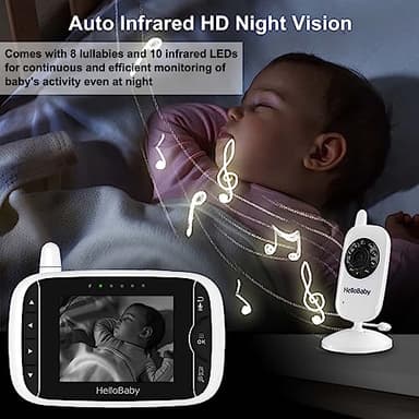 Video Baby Monitor with Camera and Audio, 3.2Inch LCD Display, Infrared Night Vision, Two-Way Audio and Room Temperature Monitoring,Lullaby,Sound Activated Screen - Image 4