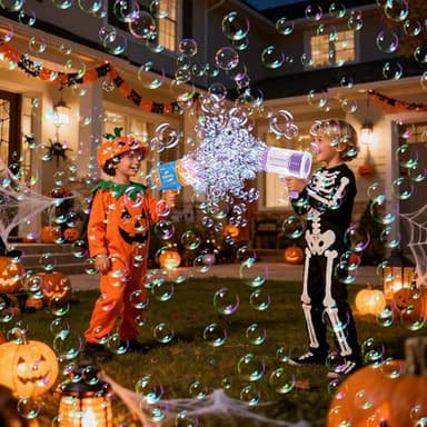 Bubble Gun, Bazooka Bubble Machine Gun, Bubble Blaster Gun with Bubble Solution, 69 Holes Bubble Bazooka Gun Outdoor Summer Toy Party Favors for Kids Purple Halloween Bubble Maker Blowers - Image 2