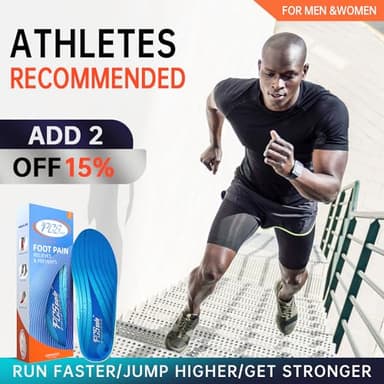 PCSsole Plantar Fasciitis Relief Sport Insoles Inserts - High Arch Support Inserts for Basketball, Athletics, Running - Reduce Fatigue, Prevent Injuries, Improved Explosiveness - for Men & Women - Image 2