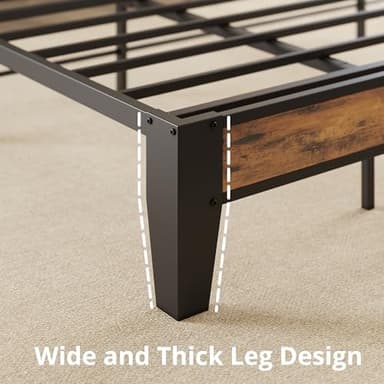 ANCTOR Queen Bed Frame, Storage Headboard with Outlets, Easy to Install, Sturdy and Stable, No Noise, No Box Springs Needed, Rustic Brown and Black - Image 8