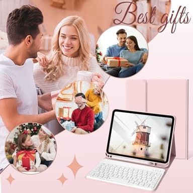 BQDIYOO Case for iPad 11th/10th Generation with Keyboard, 11 inch A16/10.9" iPad 10 Case (2025/2022) with Pencil Holder, Wireless Keyboard and Slim Lightweight Soft Cover Auto Wake/Sleep, Pink - Image 9