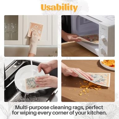 JOYMOOP 12 Pack Decorate Cleaning Cloth (Quiet Luxury of Decorative Series), Reusable Absorbent Dish Towels, Non-Scratch Washable Rags for Cookware, Kitchen and Household Cleaning - 6.7×7.9 inch - Image 6