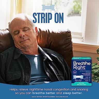 Breathe Right Nasal Strips | Extra Strength | Clear | For Sensitive Skin I Drug-Free Snoring Solution & Nasal Congestion Relief Caused by Colds & Allergies | 44 Count (Packaging May Vary) - Image 2