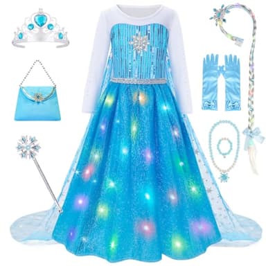 Meland Princess Dresses for Girls - Princess Costume with Long Cape for Girls Age 3-10 Year Old for Birthday Halloween Party - Image 1