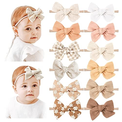 Niceye Baby Girl Bows and Headbands, Stretchy Nylon Hairbands Hair Bows for Newborns, Infants, Toddlers - Handmade Baby Hair Accessories for Girls - Image 1