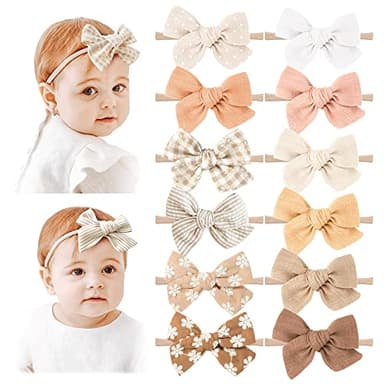Niceye Baby Girl Bows and Headbands, Stretchy Nylon Hairbands Hair Bows for Newborns, Infants, Toddlers - Handmade Baby Hair Accessories for Girls - Image 1