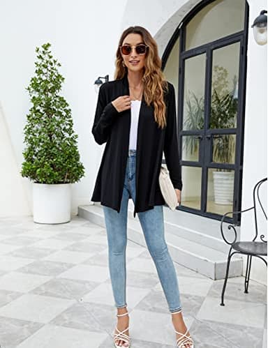 Newchoice Women's Dressy Casual Lightweight Cardigans Long Sleeve Flowy Soft Drape Open Front Cardigan Sweaters (Black, XL) - Image 7