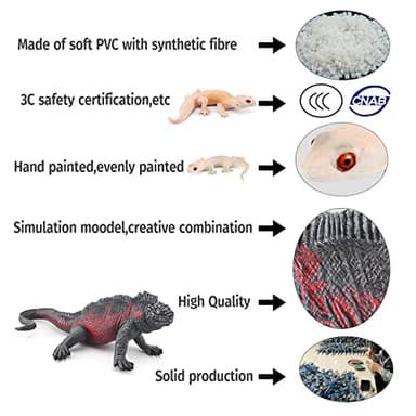 Atralo Service Lizard Wildlife Reptile Animal Model Toy Playsets 3 PCS Lizards Figure Party Favors Toys Cake Toppers Christmas Birthday Gift for Boys Girls Kids Toddlers - Image 2