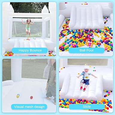 Inflatable White Bounce House for Kids with UL Blower-Portable, Large Ball Pool and Jump Space 3in1 Bouncy Castles A Spacious Joy-Room Bounce House for Kids 3-12 (Oxford material-13' L X 8' W X 8' H) - Image 6