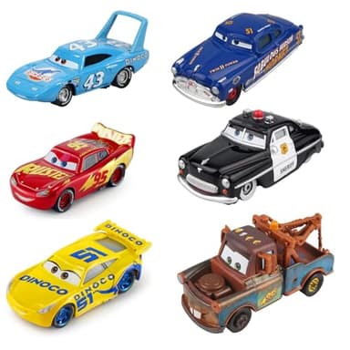 Toys Car 2 3 Mater The King Sheriff Diecast Car Toy Set for Boy Kids Gifts (6PCS) - Image 1