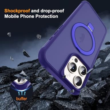 SKYLMW Compatible with iPhone 16 Pro Max Case with Invisible Magnetic O-Ring Stand Military-Grade Translucent Case for iPhone 16 ProMax 6.9" [Compatible with Mag-Safe][Great Grip Feeling], Navy - Image 7
