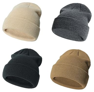 Urban Virgin Toddler Winter Hat Baby Beanie Kids Beanies Boys Hats Knit Winter Caps Soft Infant Girls 4 Packs A-Darkgrey M(2T-6T) - Image 1