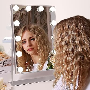 COOLJEEN Makeup Mirror Vanity Mirror with Lights - 12 Led Bulbs Lighted Hollywood Mirror, 10X Magnification,3 Color Modes, Touch Control, Women Gift (White) - Image 6